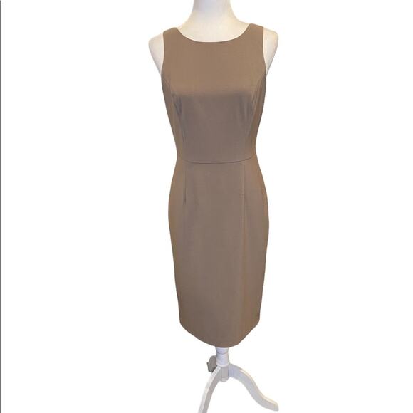 Lapis Tan Sleeveless Sheath Knee Length Dress Size Small - Picture 1 of 11